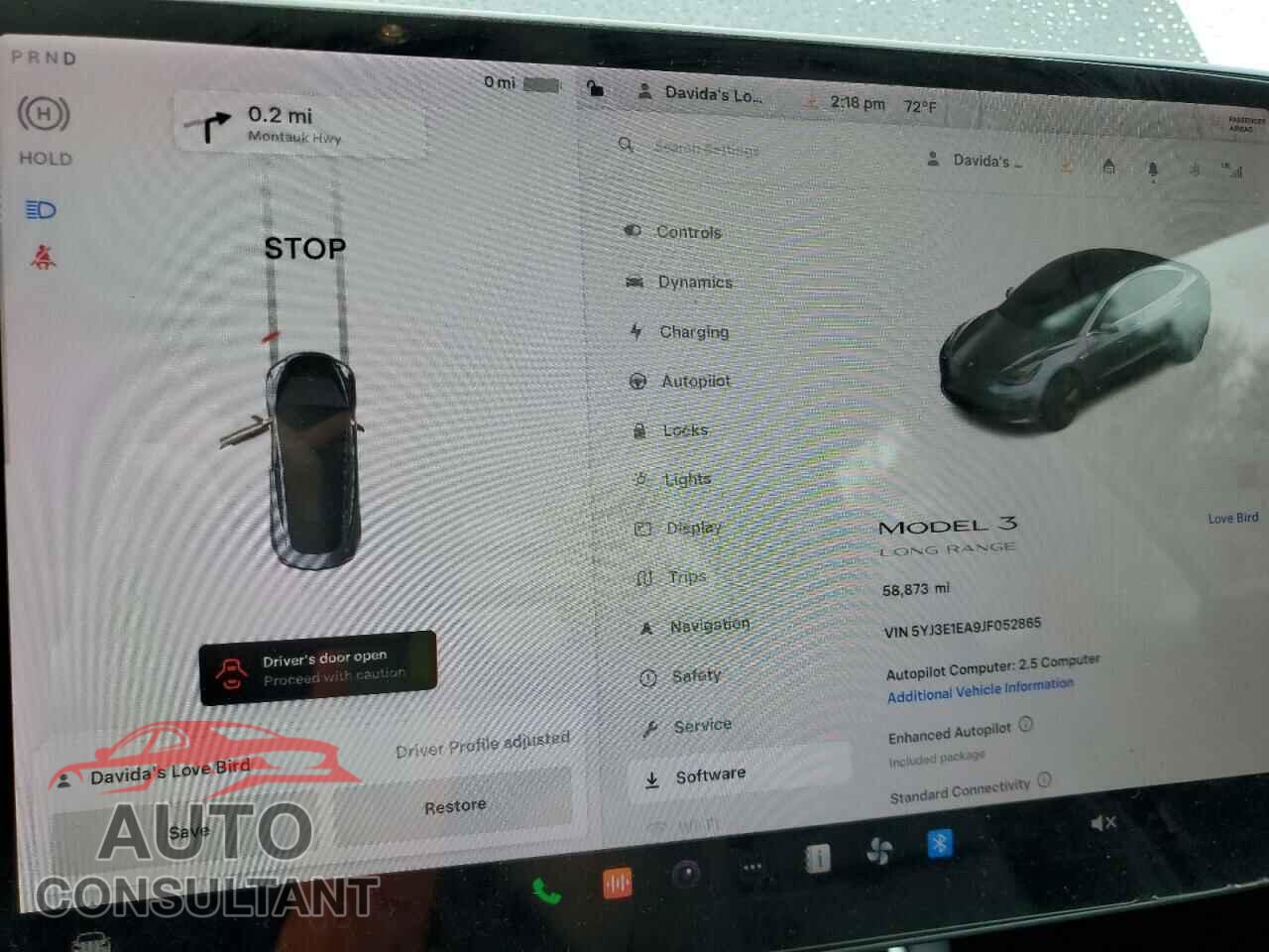 TESLA MODEL 3 2018 - 5YJ3E1EA9JF052865