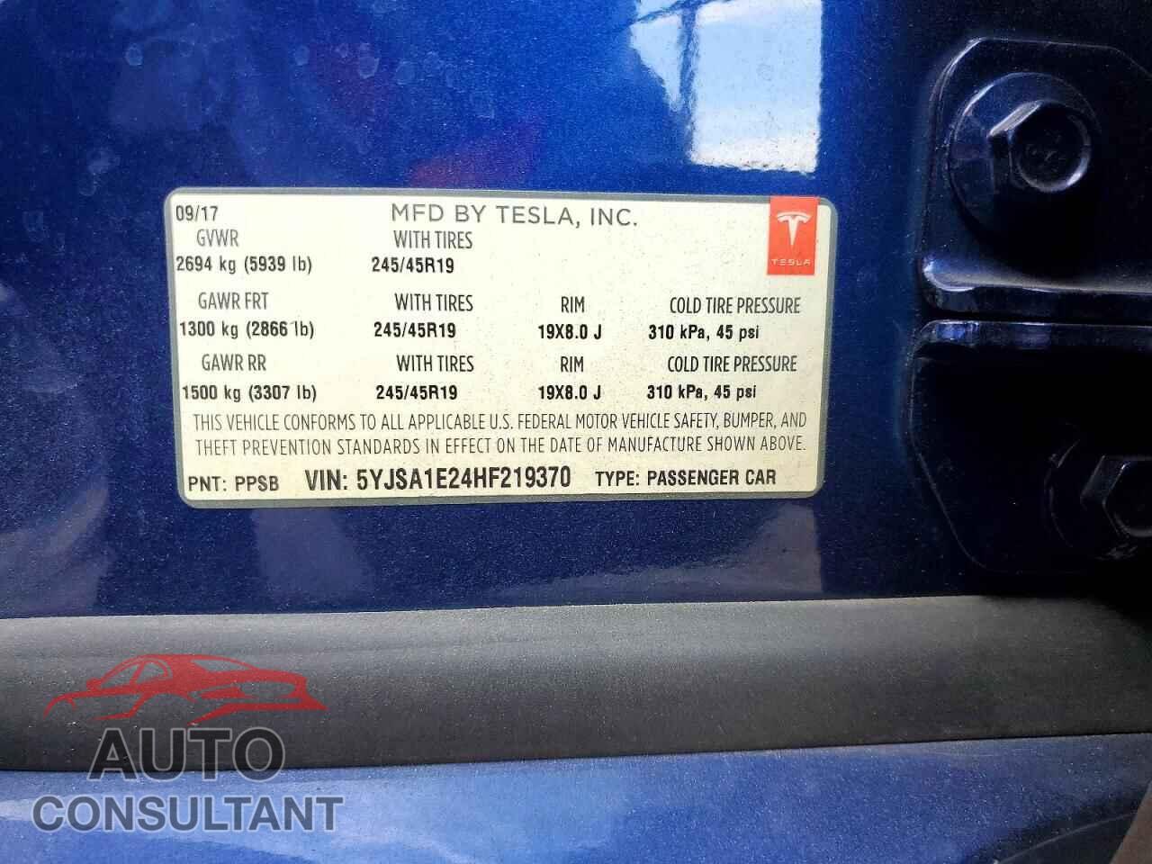 TESLA MODEL S 2017 - 5YJSA1E24HF219370
