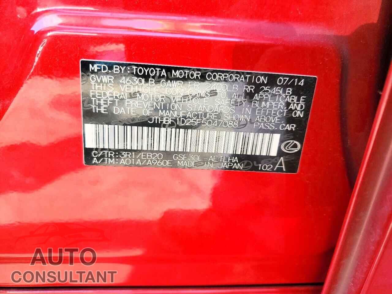 LEXUS IS 2015 - JTHBF1D25F5047088