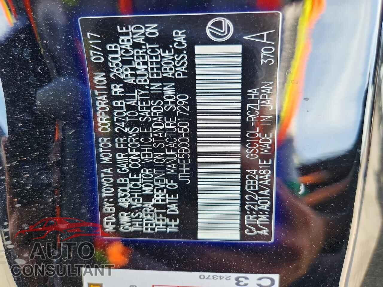 LEXUS RC350 2017 - JTHHE5BC0H5017290