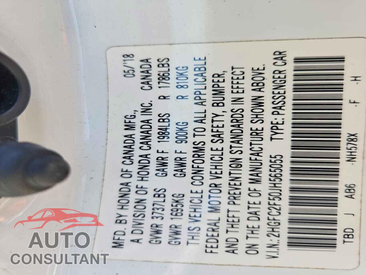 HONDA CIVIC 2018 - 2HGFC2F50JH565055