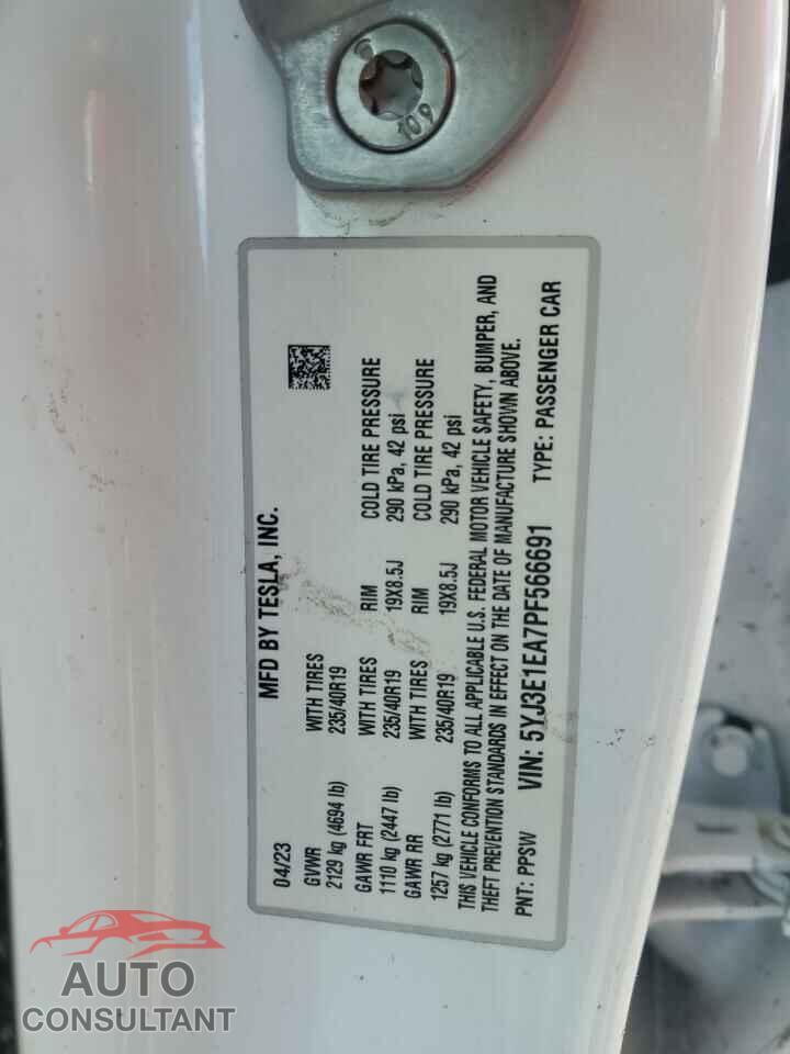 TESLA MODEL 3 2023 - 5YJ3E1EA7PF566691