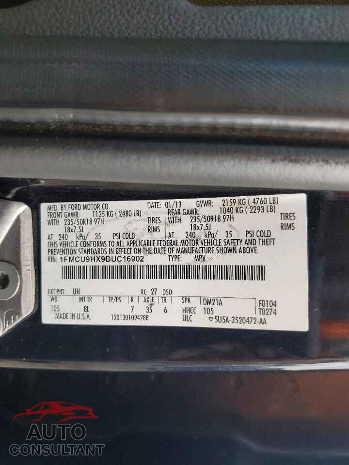 FORD ESCAPE 2013 - 1FMCU9HX9DUC16902