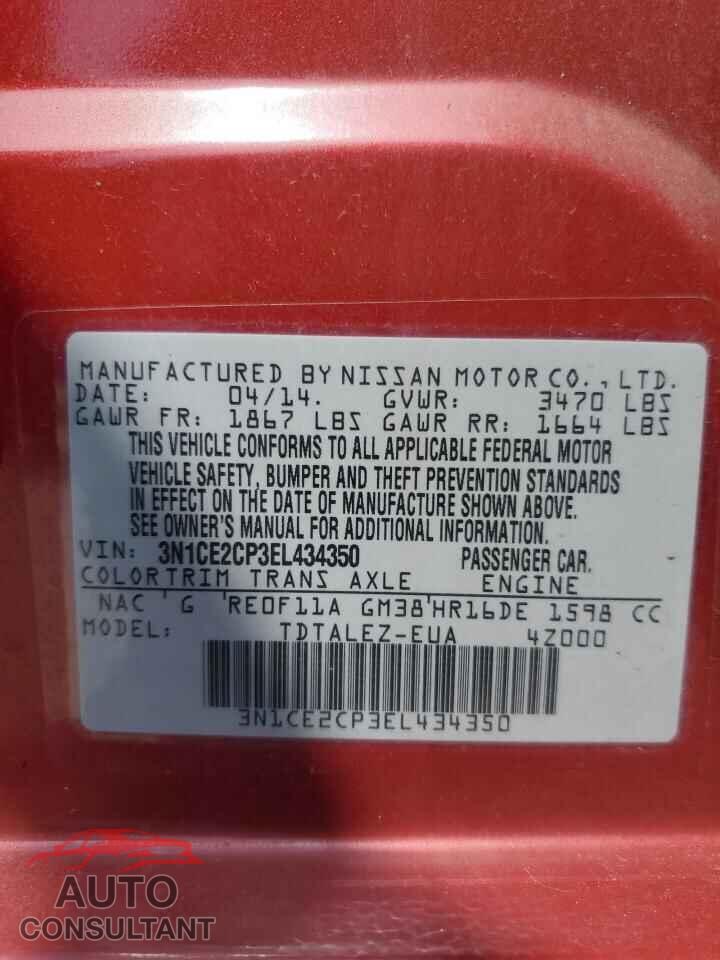 NISSAN VERSA 2014 - 3N1CE2CP3EL434350