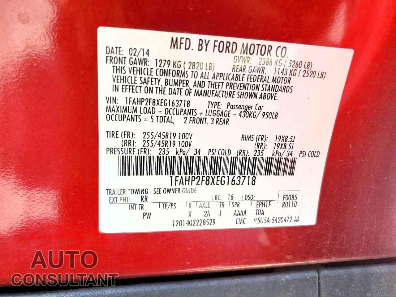FORD TAURUS 2014 - 1FAHP2F8XEG163718