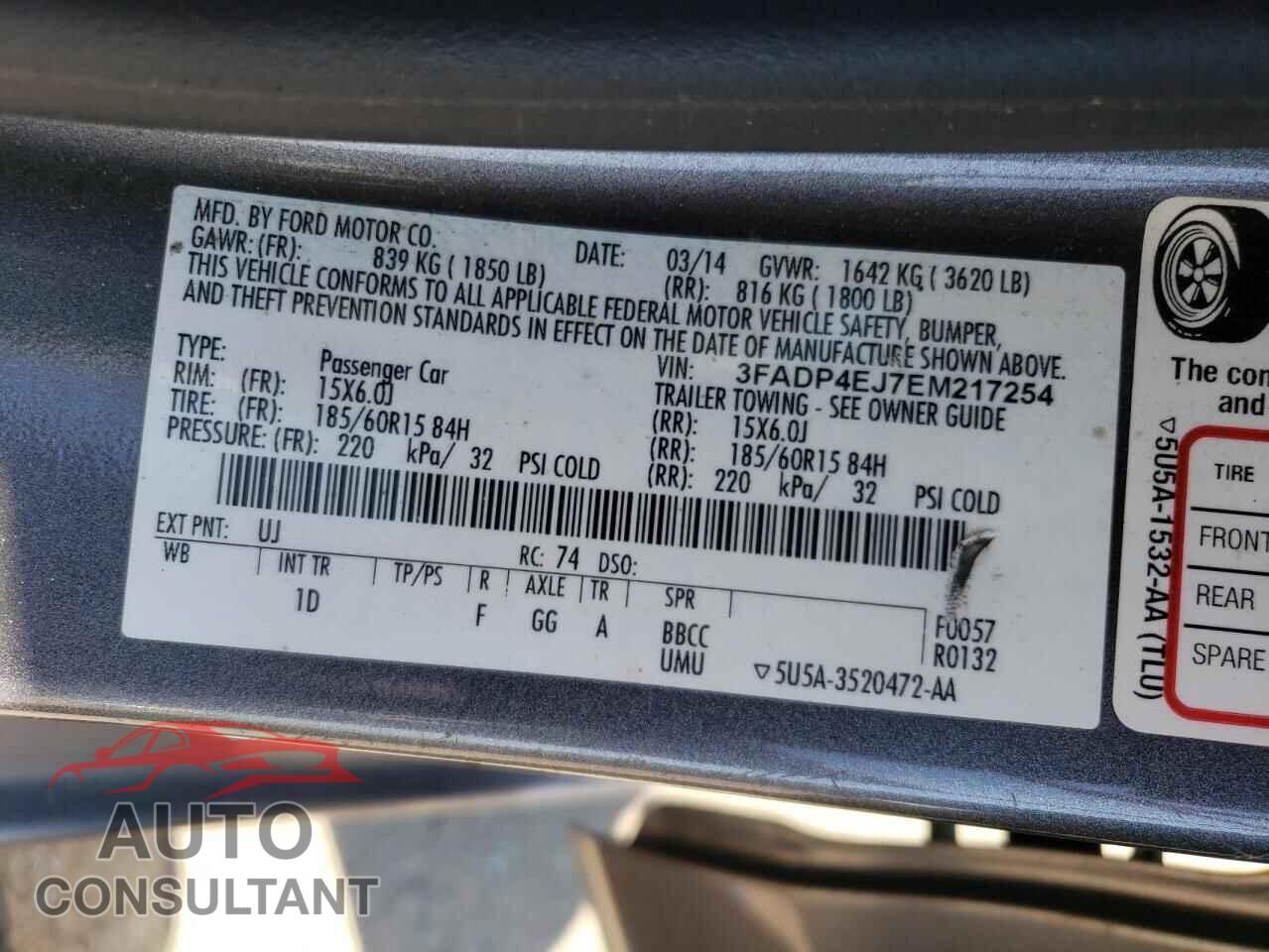 FORD FIESTA 2014 - 3FADP4EJ7EM217254
