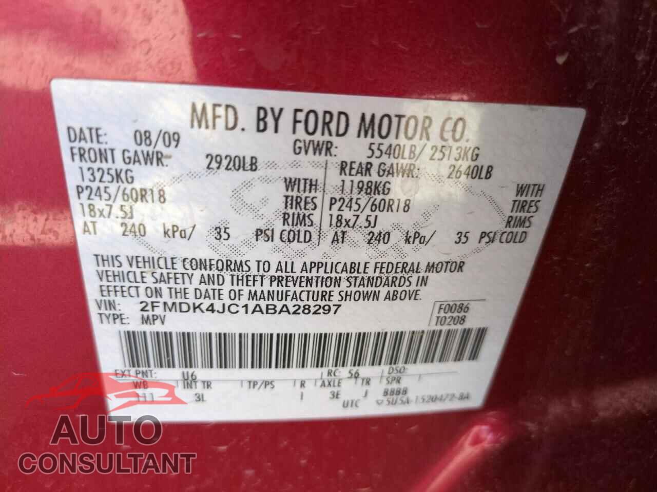 FORD EDGE 2010 - 2FMDK4JC1ABA28297