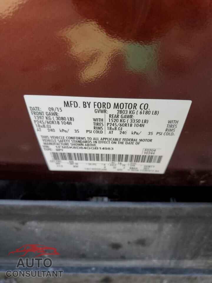 FORD EXPLORER 2016 - 1FM5K8D84GGB14983