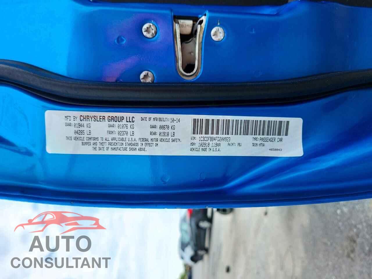 DODGE DART 2015 - 1C3CDFBB4FD200923