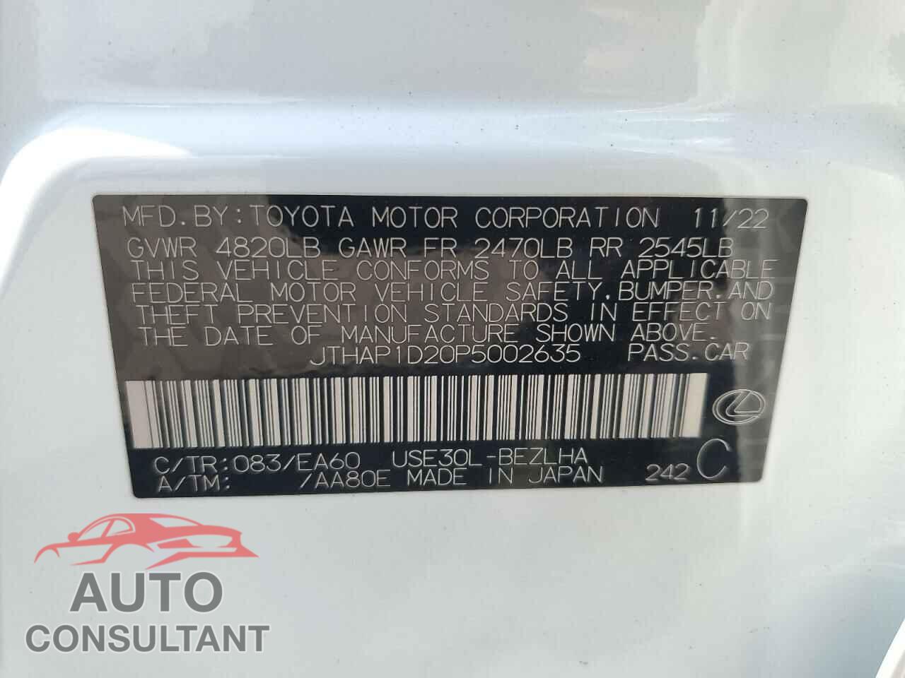LEXUS IS 500 F S 2023 - JTHAP1D20P5002635