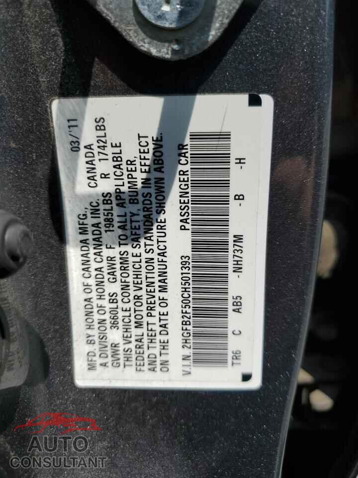 HONDA CIVIC 2012 - 2HGFB2F50CH501393