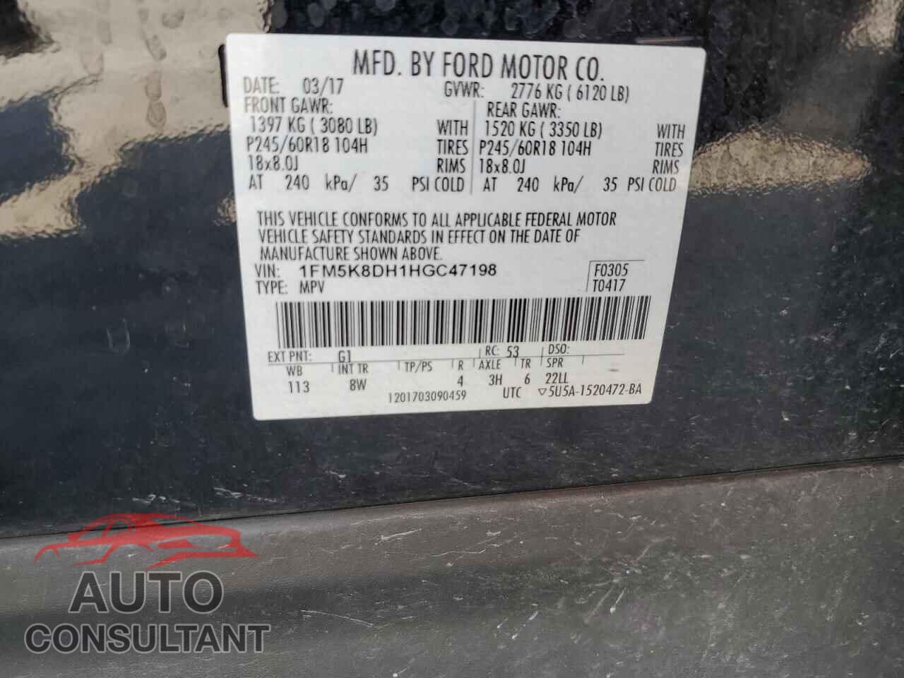 FORD EXPLORER 2017 - 1FM5K8DH1HGC47198