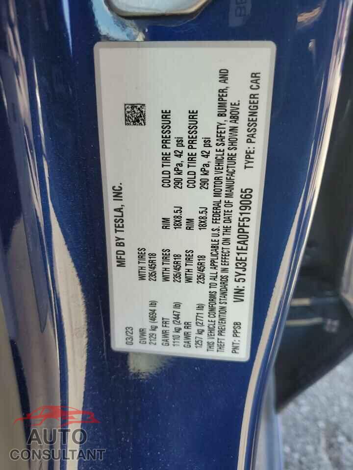TESLA MODEL 3 2023 - 5YJ3E1EA0PF519065