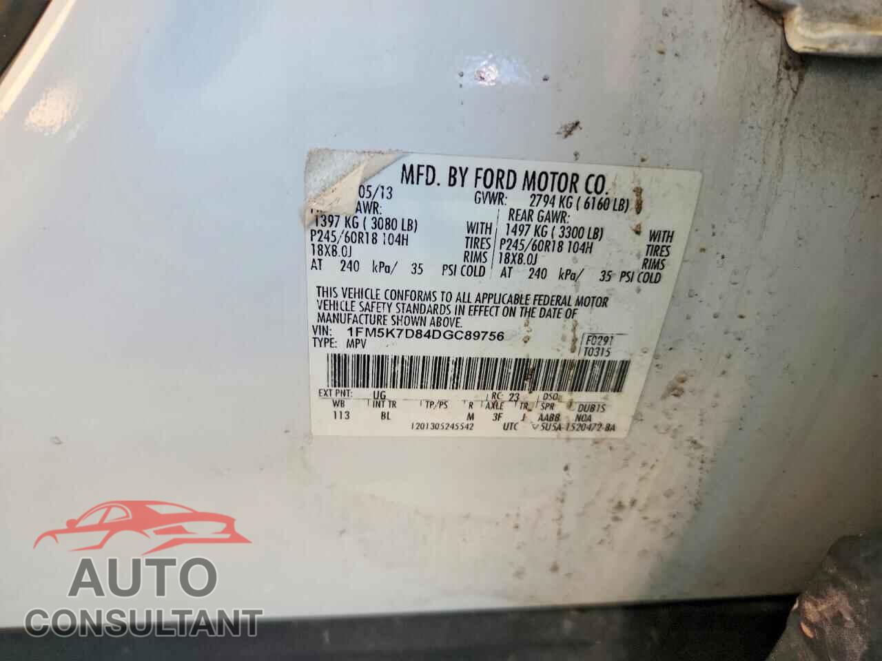 FORD EXPLORER 2013 - 1FM5K7D84DGC89756