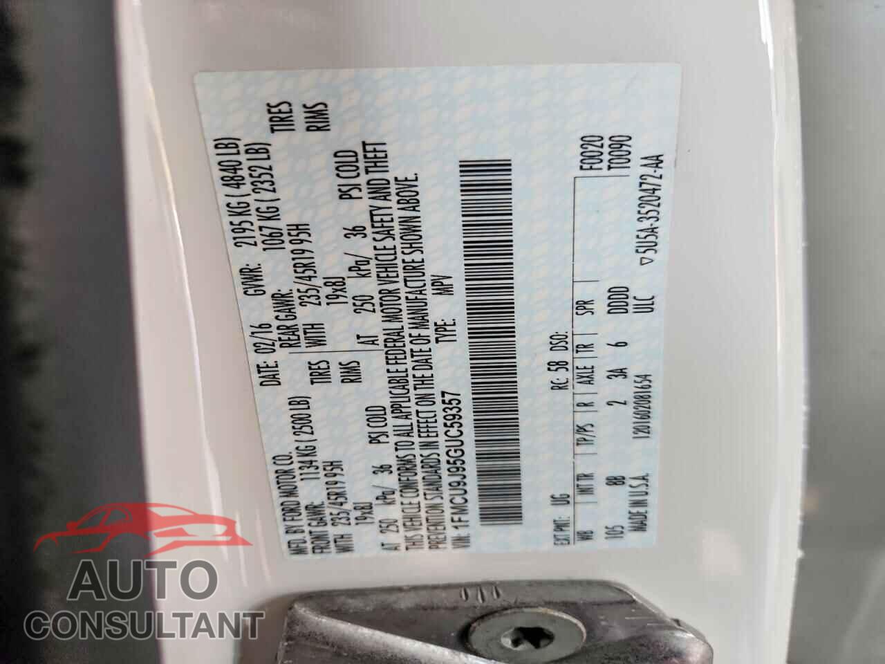 FORD ESCAPE 2016 - 1FMCU9J95GUC59357