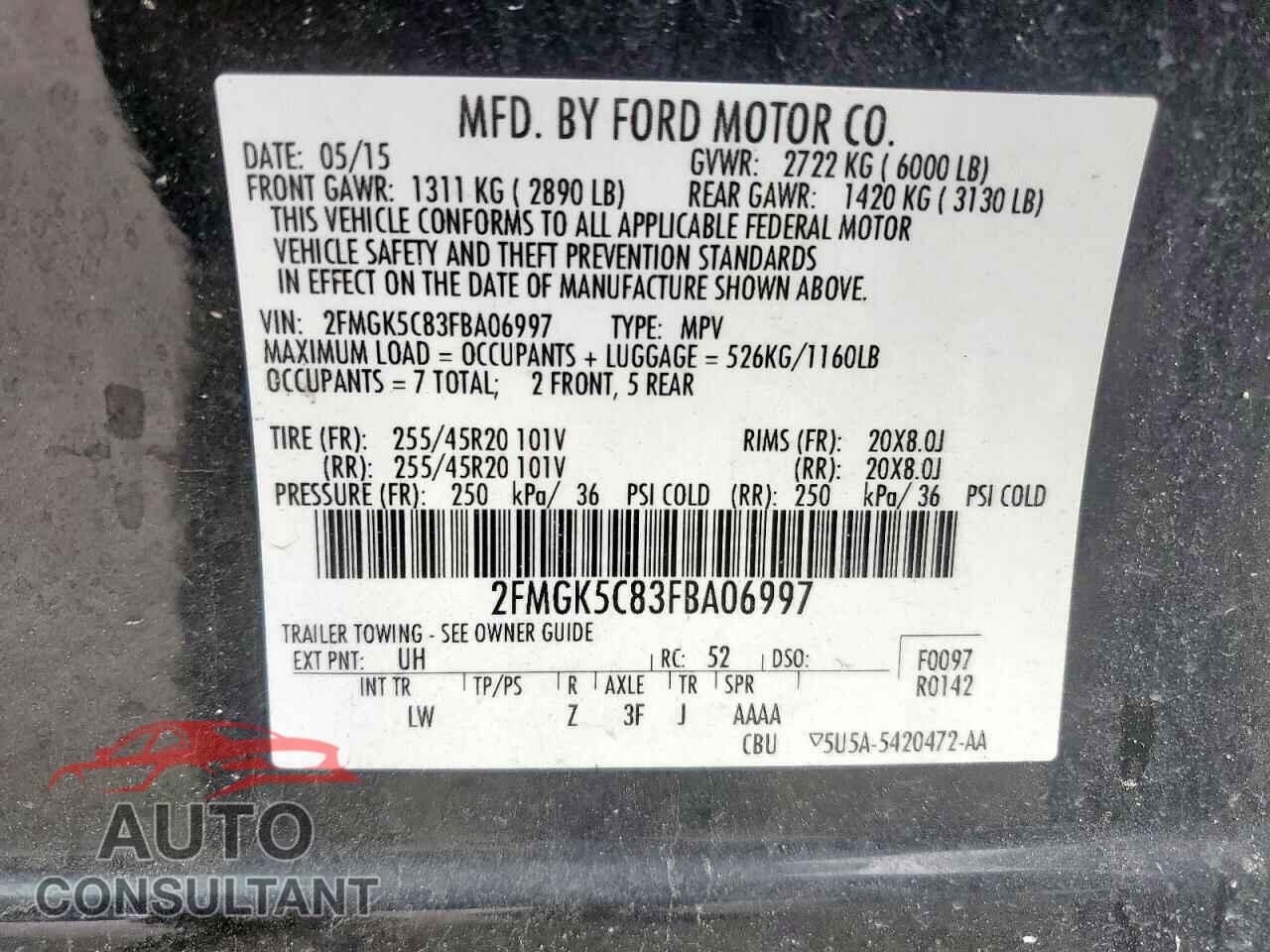 FORD FLEX 2015 - 2FMGK5C83FBA06997