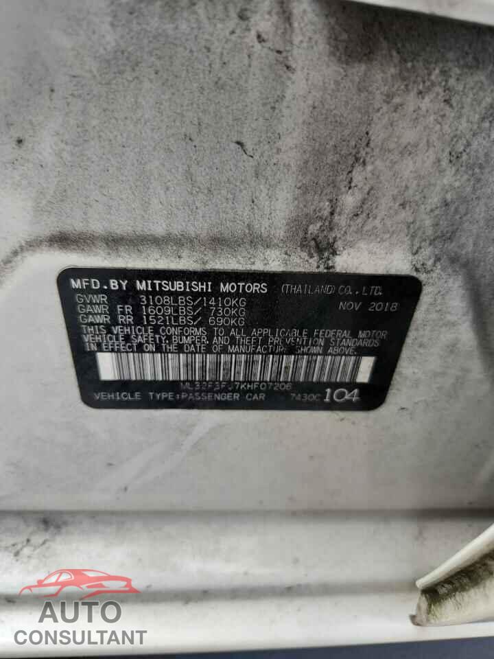 MITSUBISHI MIRAGE 2019 - ML32F3FJ7KHF07206