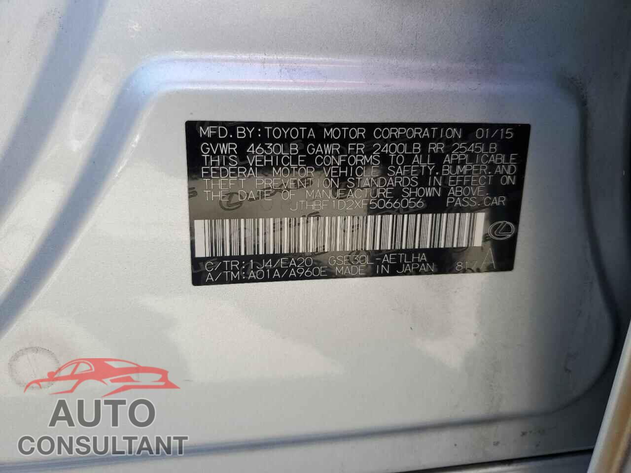 LEXUS IS 2015 - JTHBF1D2XF5066056