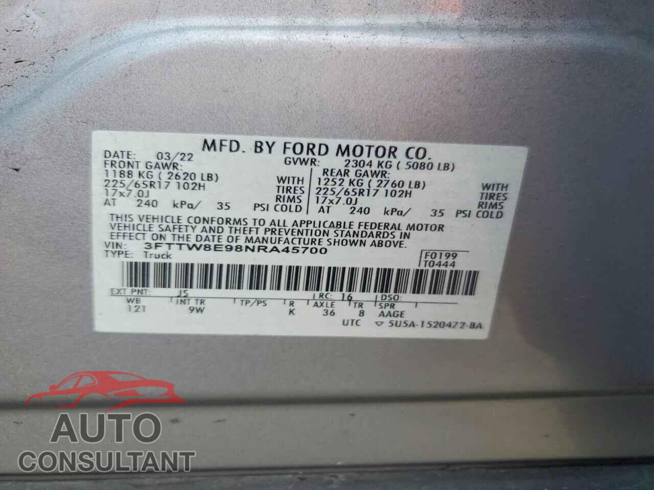 FORD MAVERICK 2022 - 3FTTW8E98NRA45700