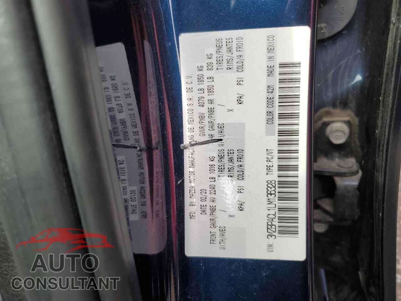 MAZDA 3 2020 - 3MZBPACL1LM136328