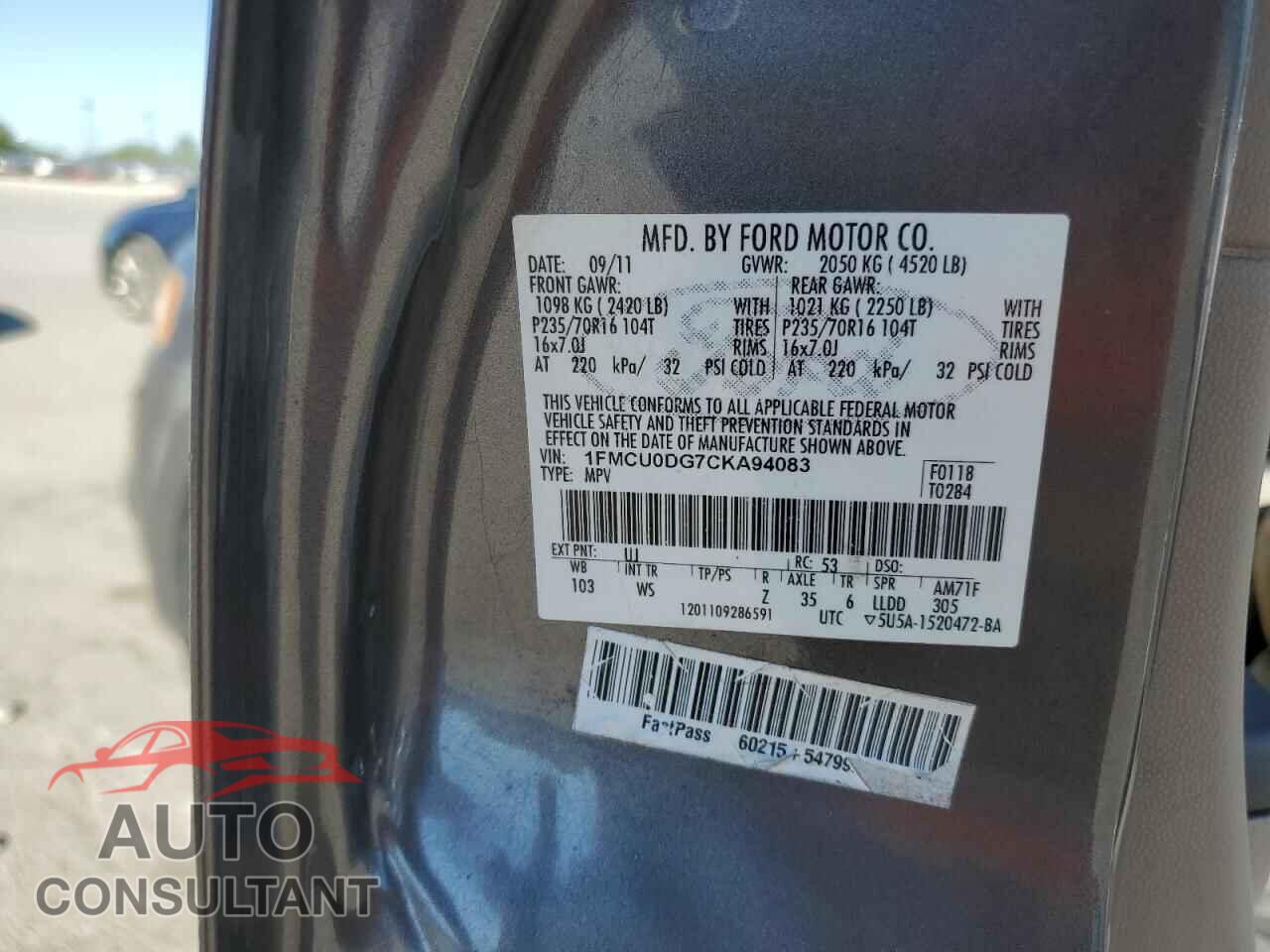 FORD ESCAPE 2012 - 1FMCU0DG7CKA94083