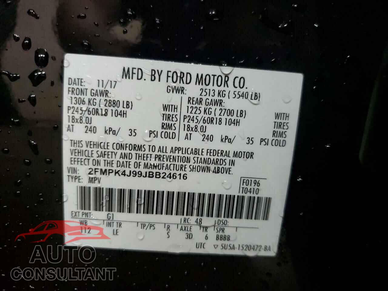 FORD EDGE 2018 - 2FMPK4J99JBB24616