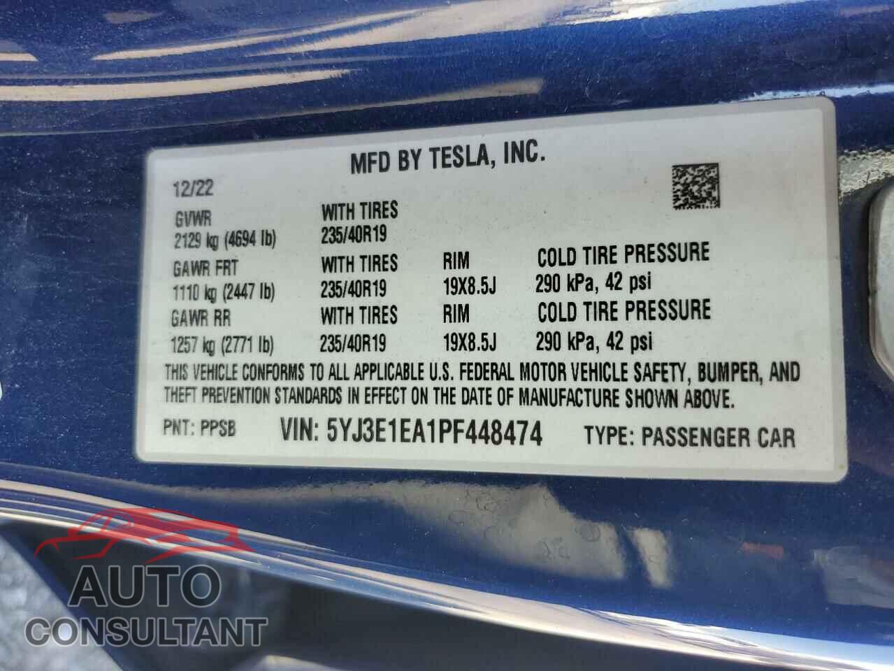 TESLA MODEL 3 2023 - 5YJ3E1EA1PF448474