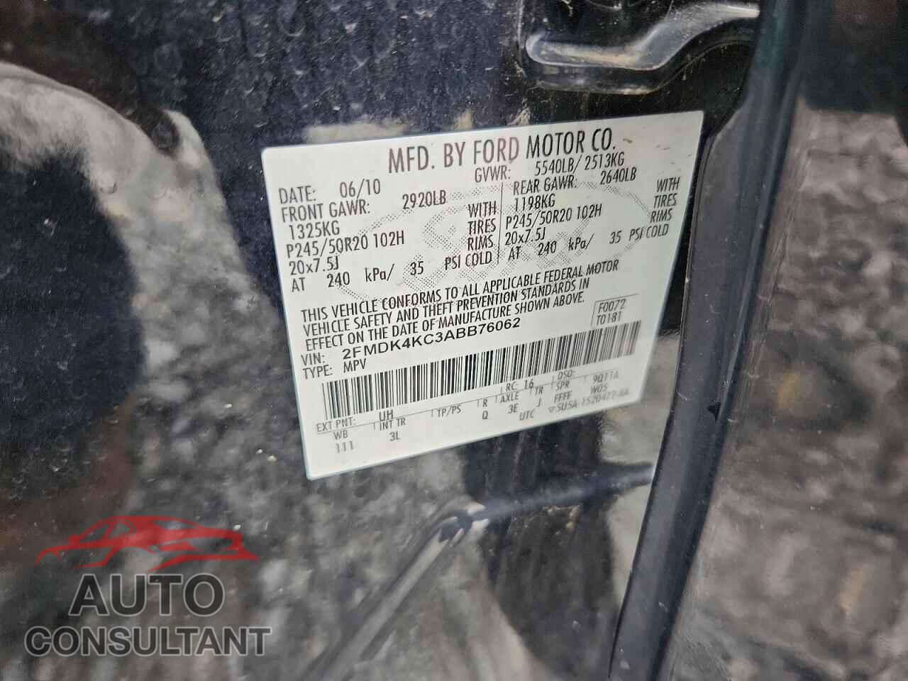 FORD EDGE 2010 - 2FMDK4KC3ABB76062