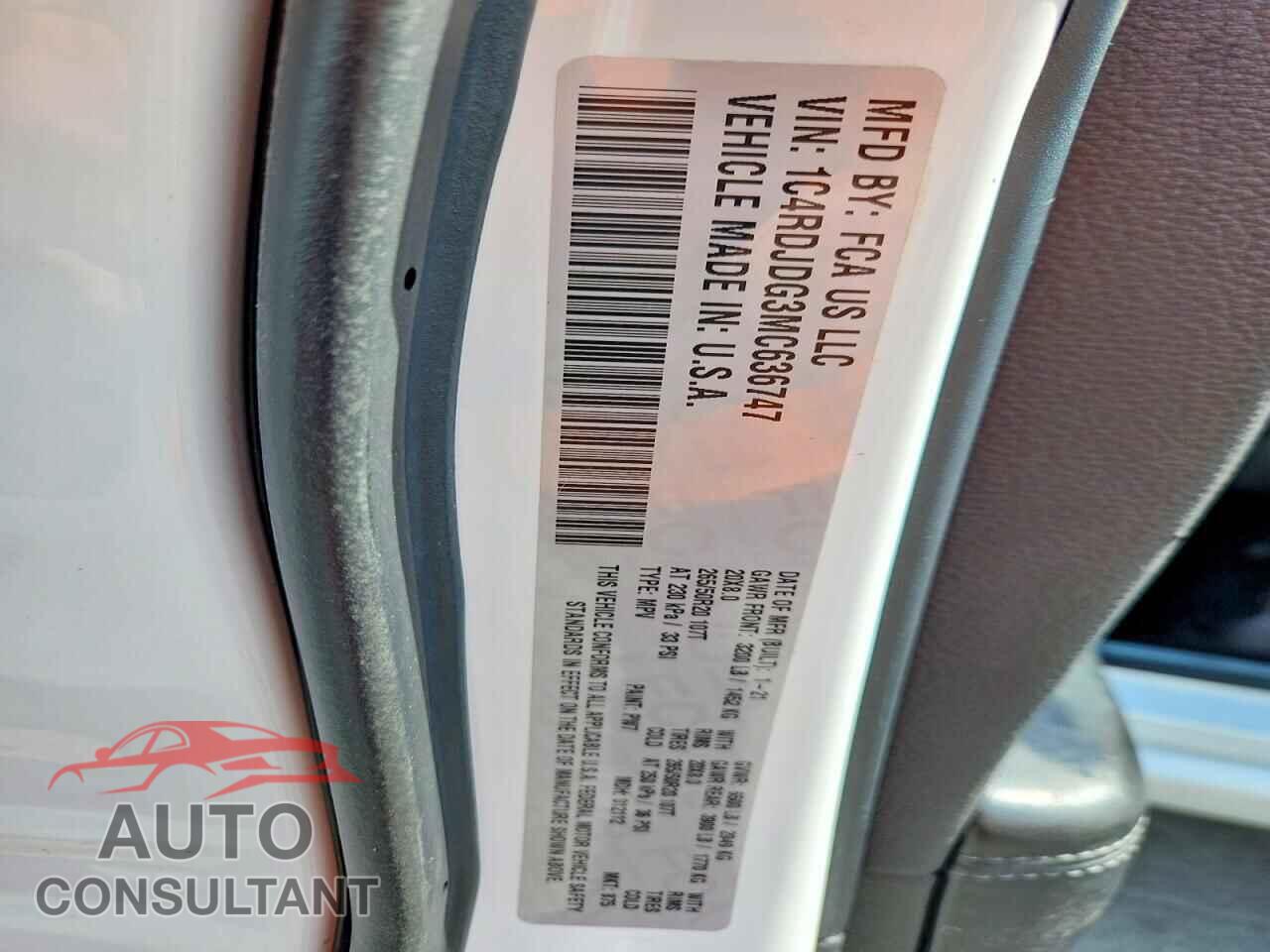 DODGE DURANGO 2021 - 1C4RDJDG3MC636747