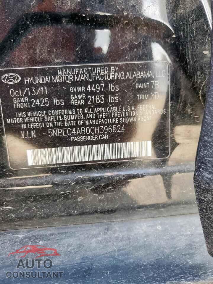 HYUNDAI SONATA 2012 - 5NPEC4AB0CH396524