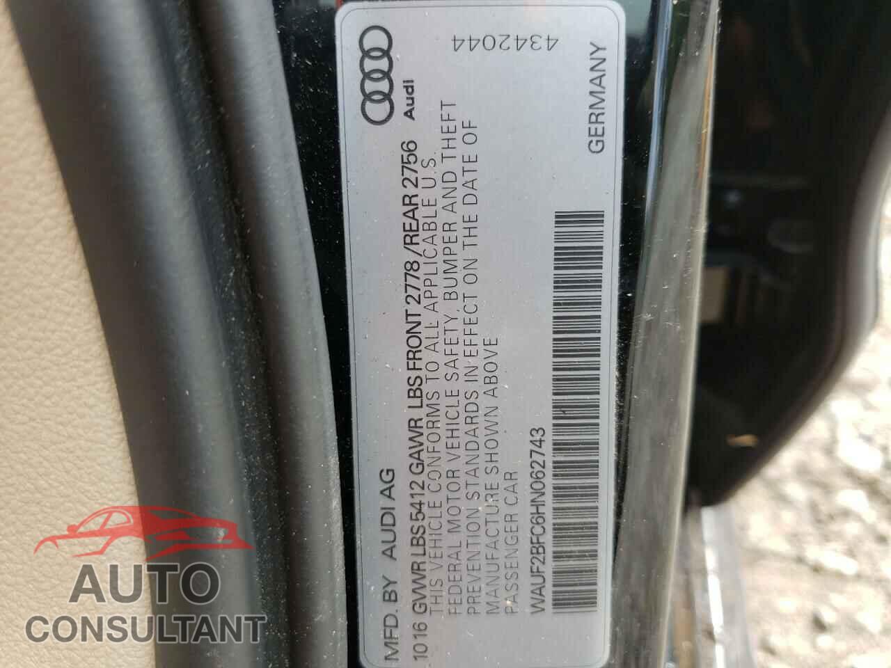 AUDI A6 2017 - WAUF2BFC6HN062743