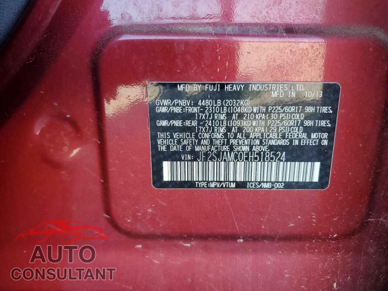 SUBARU FORESTER 2014 - JF2SJAMC0EH518524