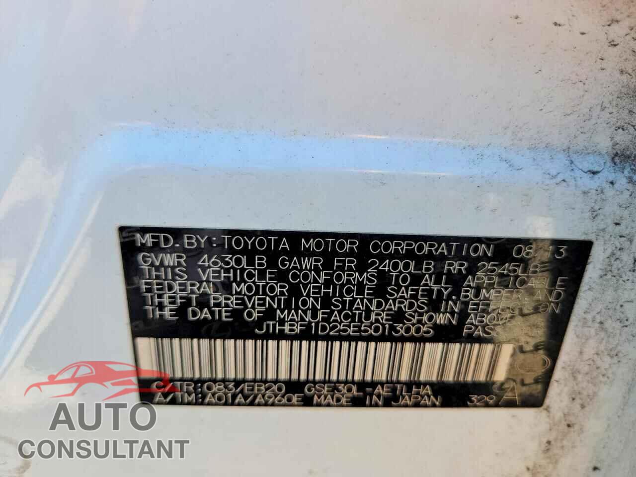 LEXUS IS 2014 - JTHBF1D25E5013005