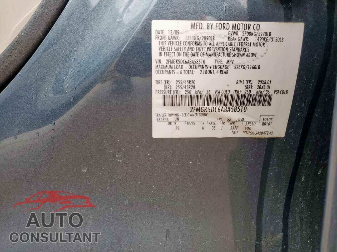 FORD FLEX 2010 - 2FMGK5DC6ABA58510
