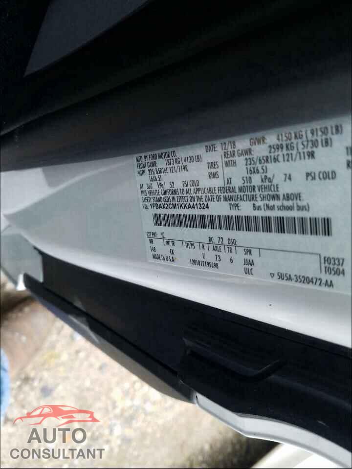 FORD TRANSIT CO 2019 - 1FBAX2CM1KKA41324