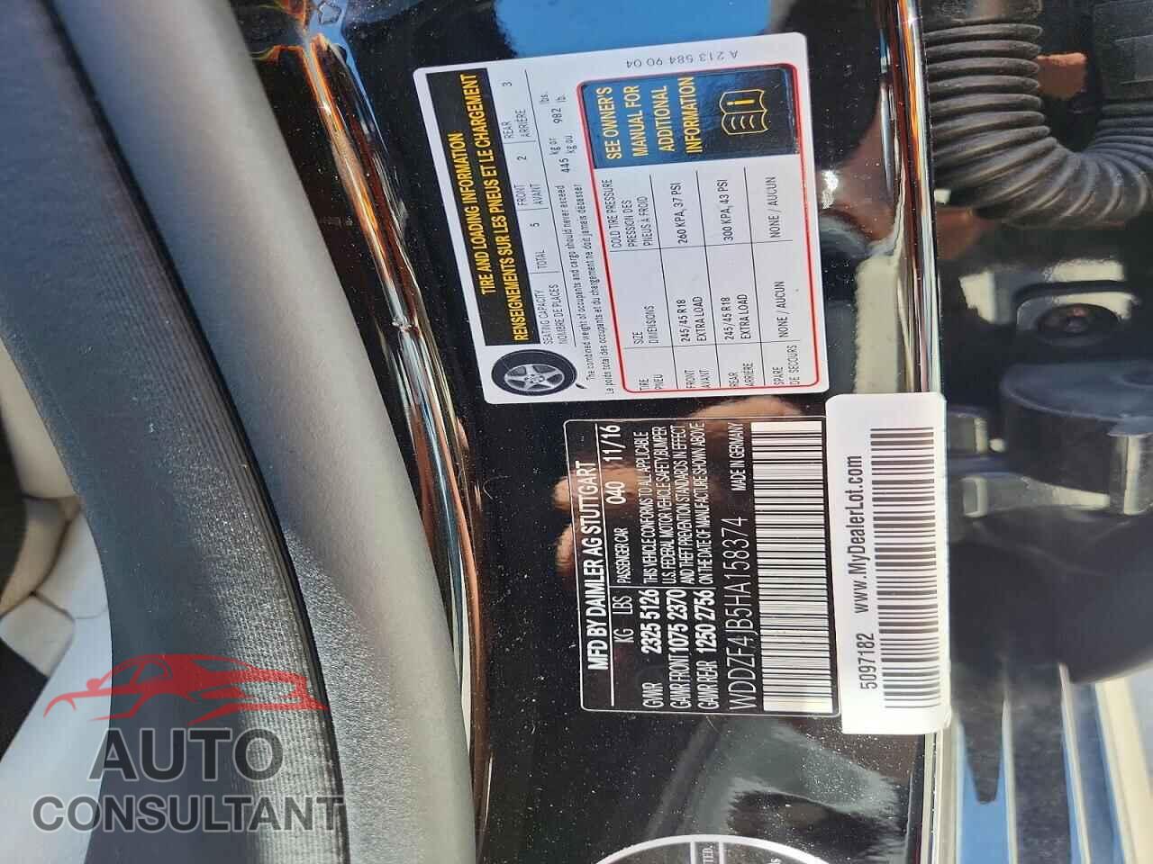 MERCEDES-BENZ E-CLASS 2017 - WDDZF4JB5HA158374