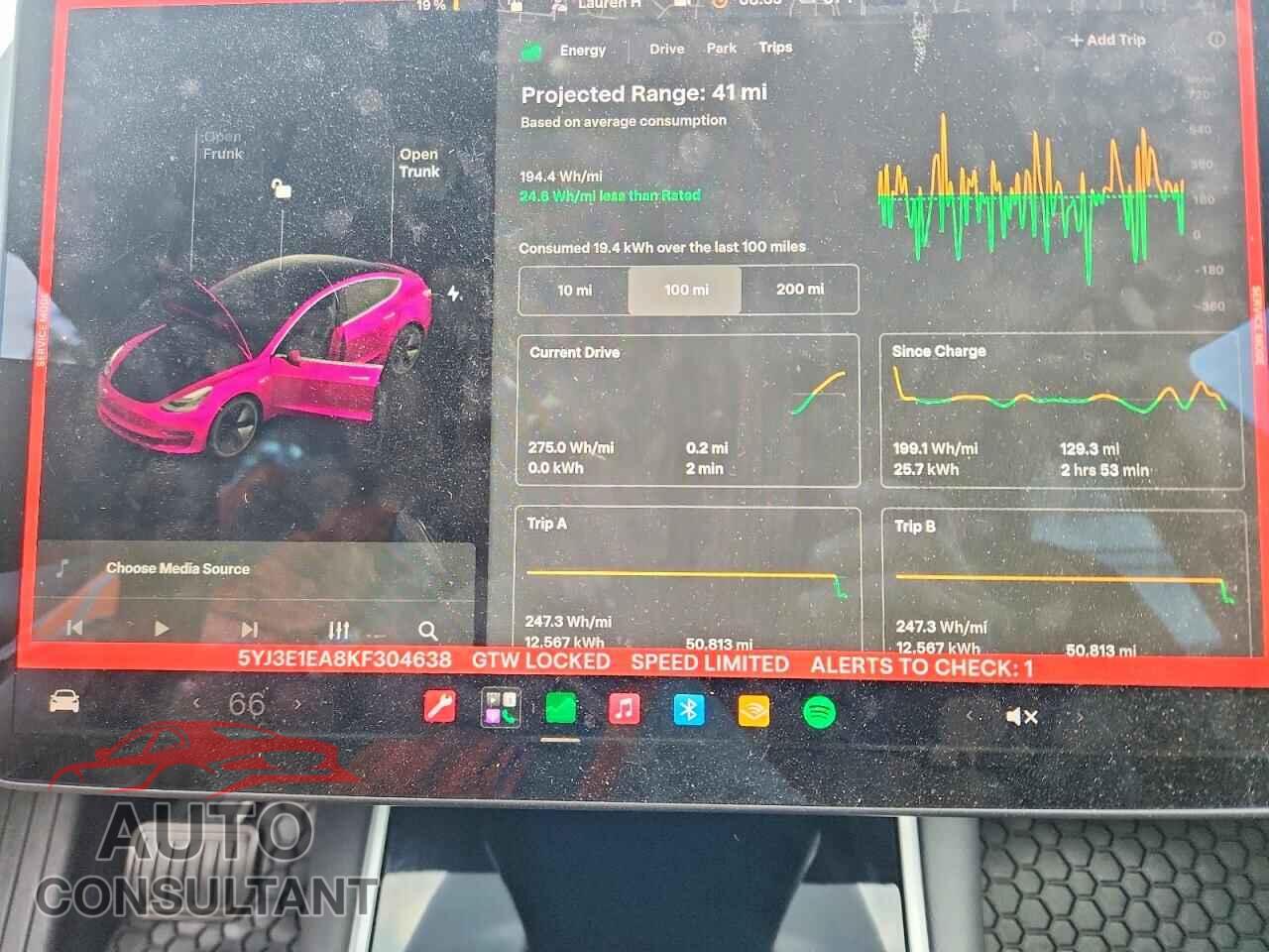 TESLA MODEL 3 2019 - 5YJ3E1EA8KF304638