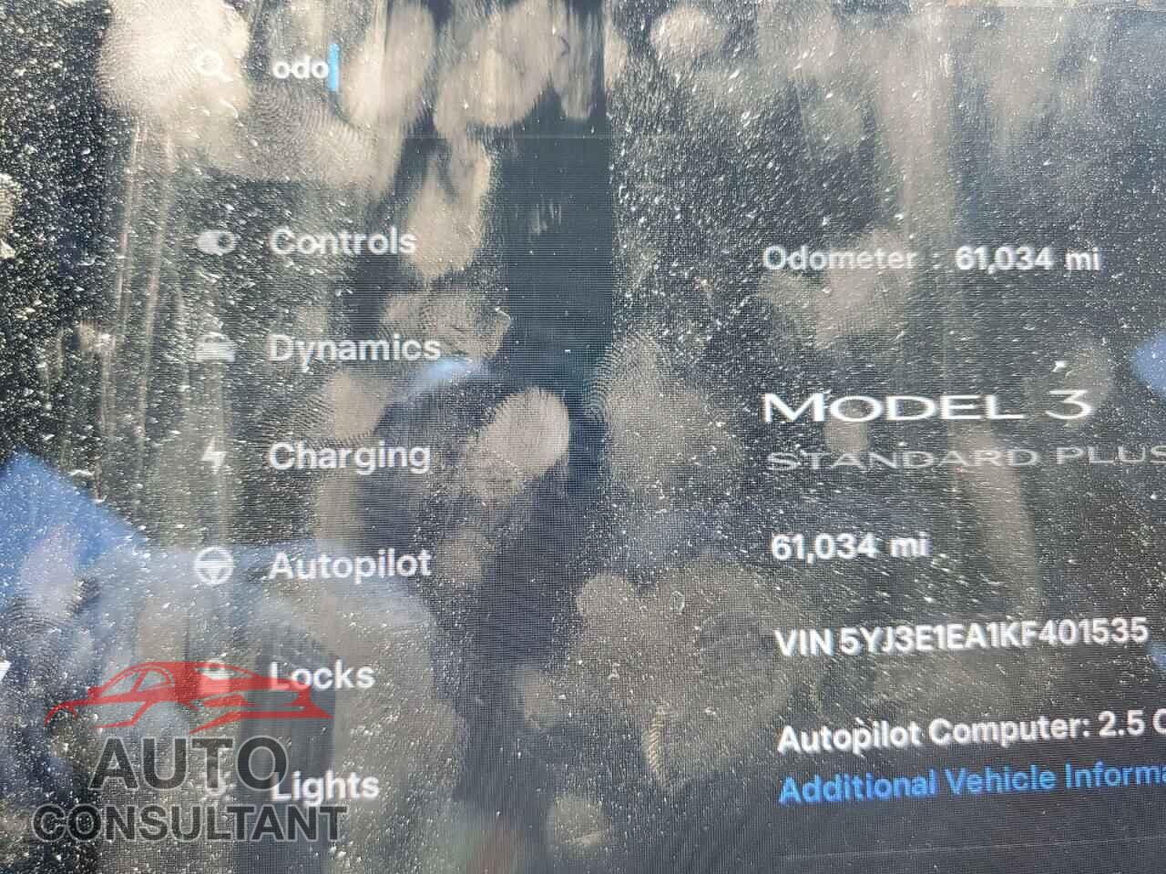 TESLA MODEL 3 2019 - 5YJ3E1EA1KF401535