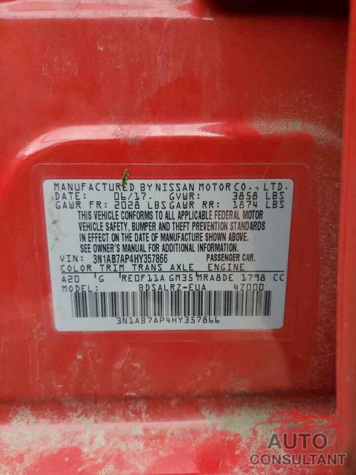 NISSAN SENTRA 2017 - 3N1AB7AP4HY357866