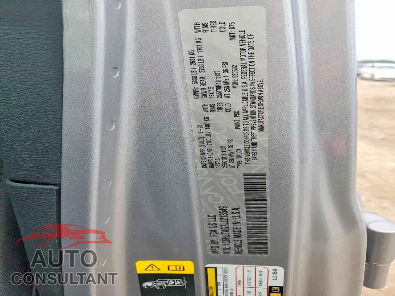 JEEP GLADIATOR 2020 - 1C6HJTAG7LL213549