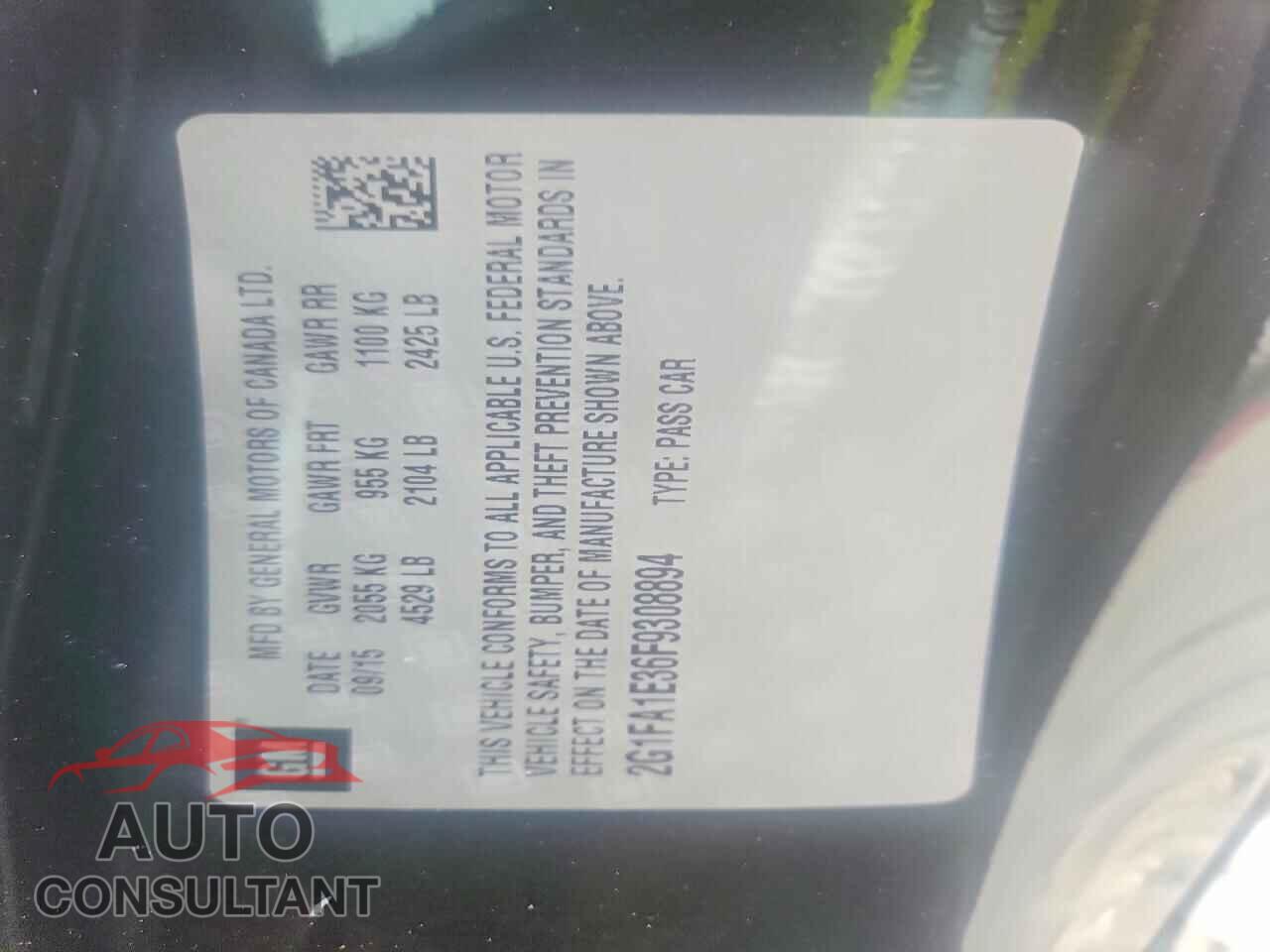 CHEVROLET CAMARO 2015 - 2G1FA1E36F9308894