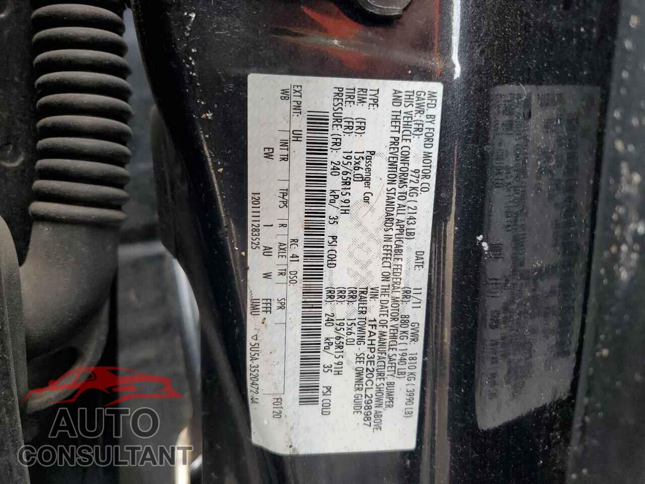 FORD FOCUS 2012 - 1FAHP3E20CL298987