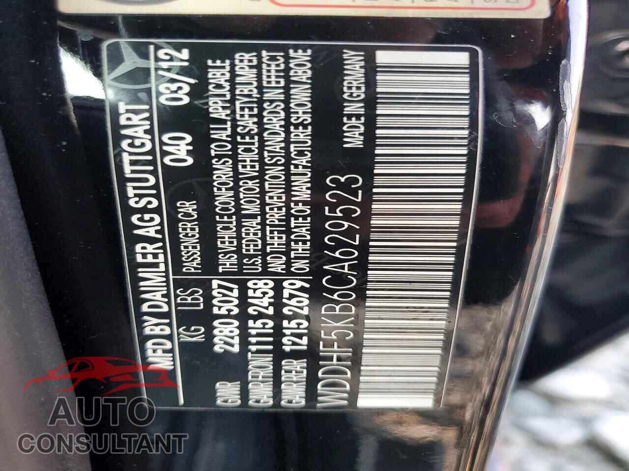 MERCEDES-BENZ E-CLASS 2012 - WDDHF5KB6CA629523