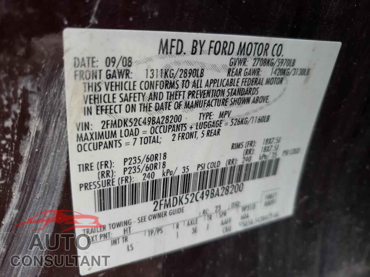 FORD FLEX 2009 - 2FMDK52C49BA28200