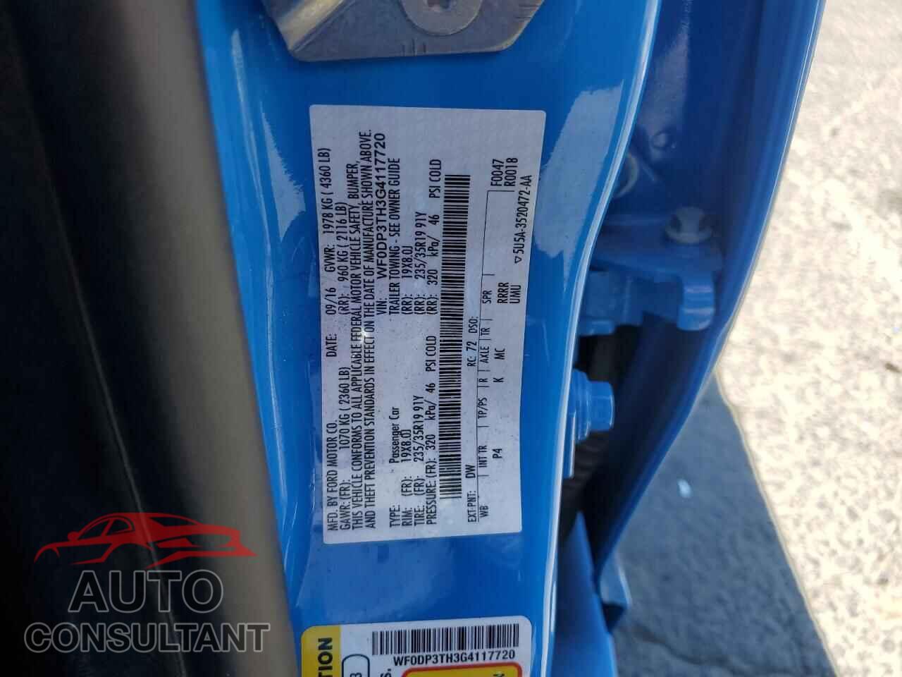 FORD FOCUS 2016 - WF0DP3TH3G4117720