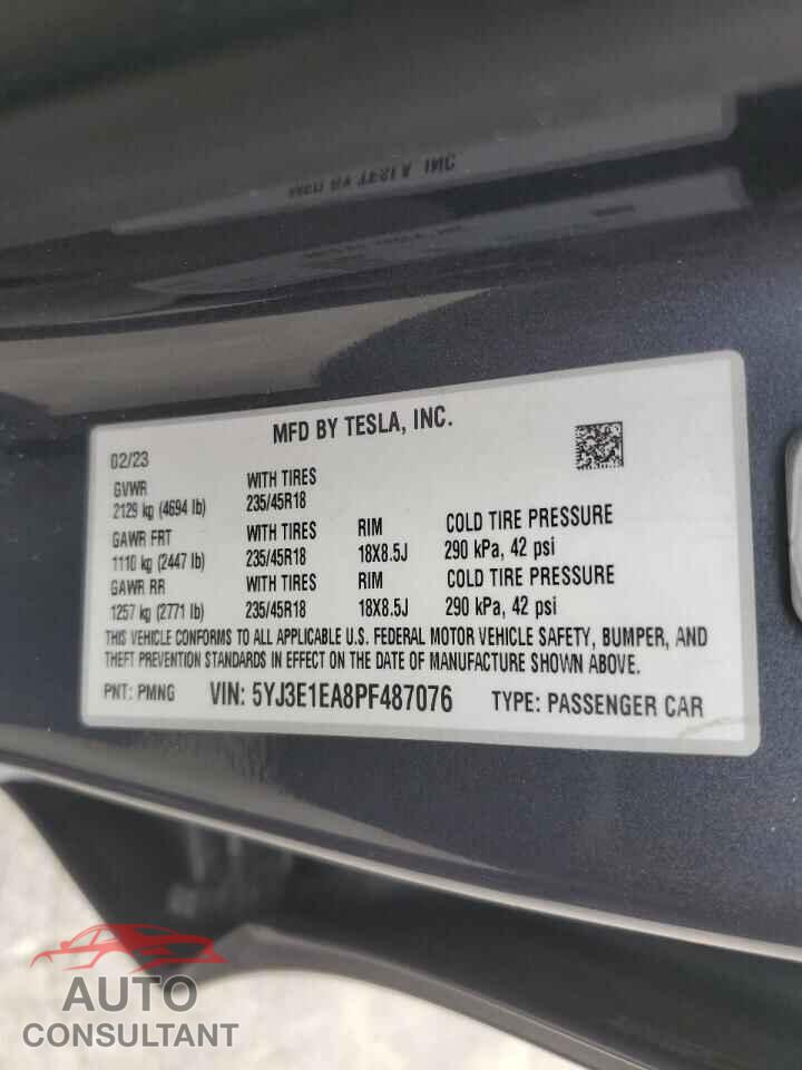 TESLA MODEL 3 2023 - 5YJ3E1EA8PF487076
