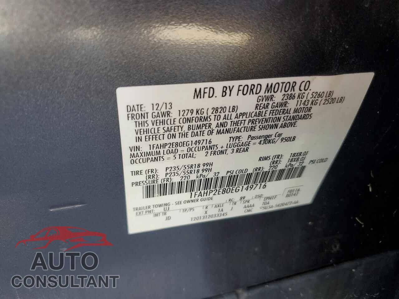 FORD TAURUS 2014 - 1FAHP2E80EG149716