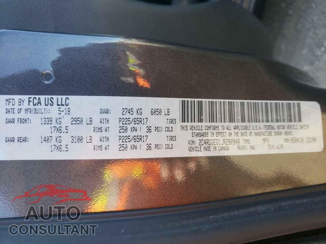 DODGE GRAND CARA 2018 - 2C4RDGEG1JR280948