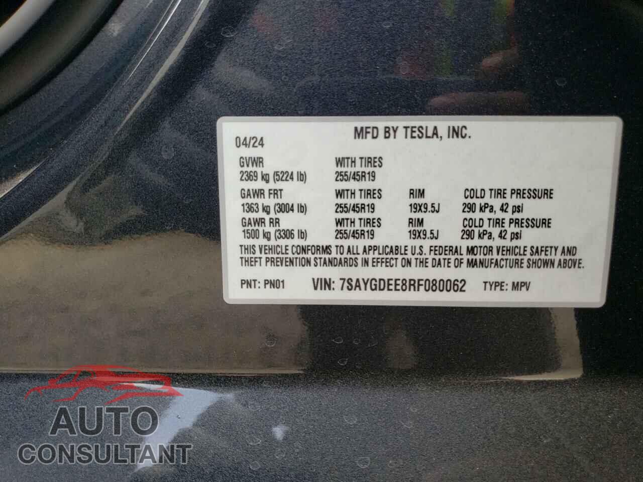 TESLA MODEL Y 2024 - 7SAYGDEE8RF080062