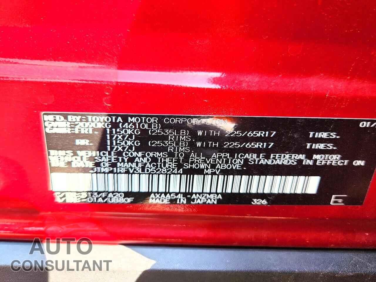 TOYOTA RAV4 2020 - JTMP1RFV3LD528244